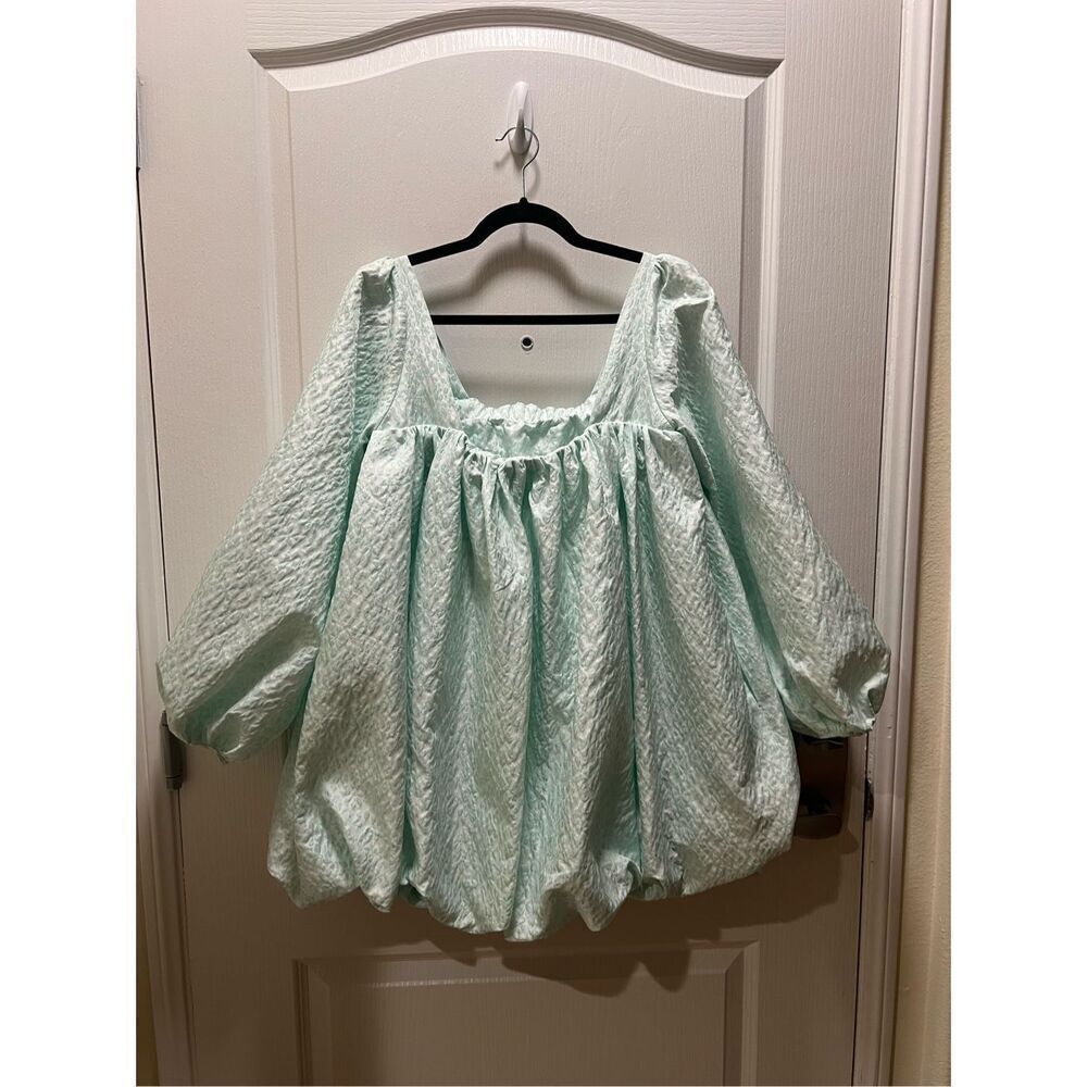 JULIETTE FABBRICAIT BALLOON DRESS - SEAFOAM BROCADE size 1 or Small - Picture 6 of 8